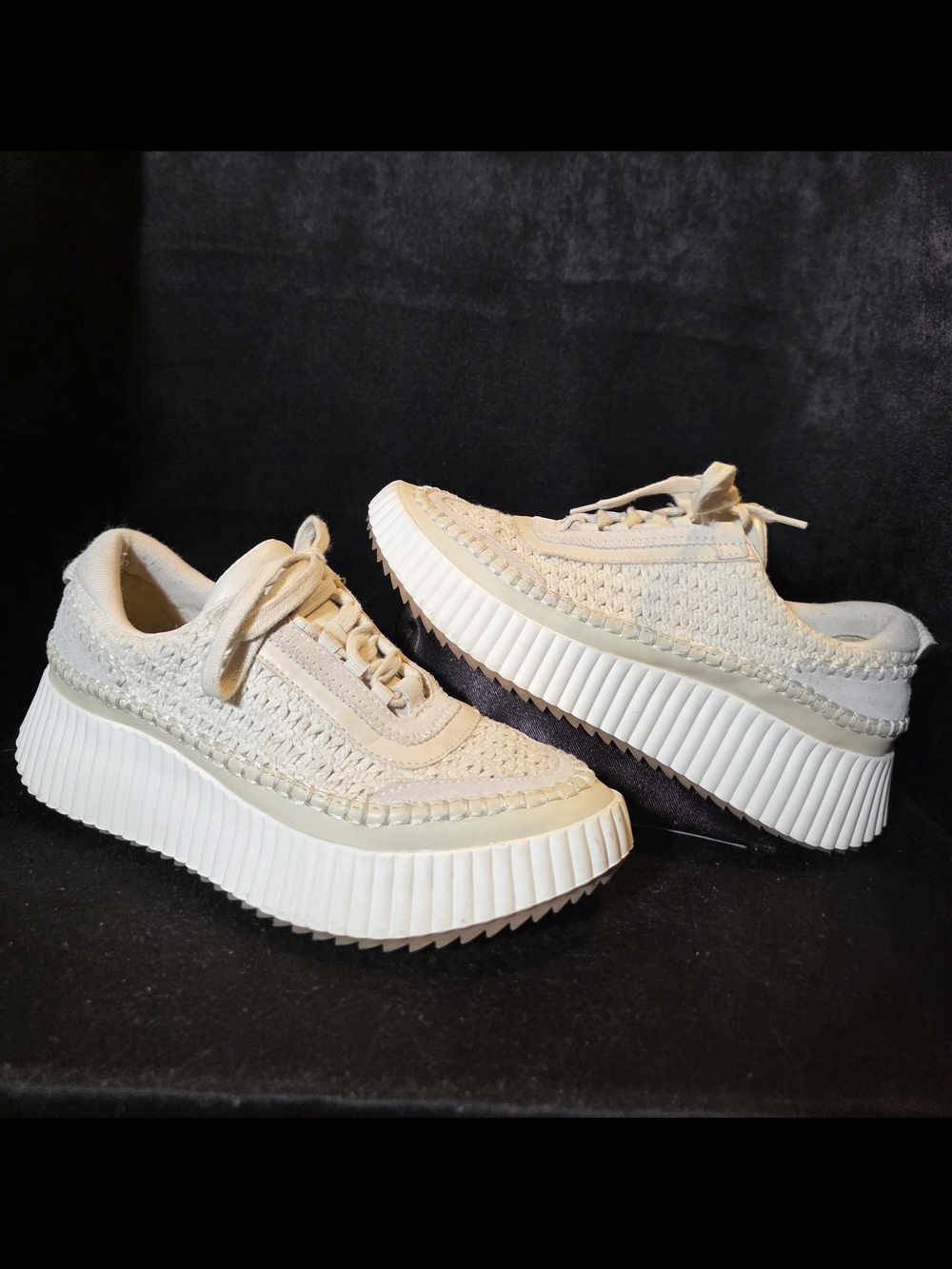 Dolce Vita Cream Woven Platform Sneakers Size 8.5